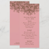 Rack-Kaart van het Roze en bruine Wedding Menu (Voorkant / Achterkant)