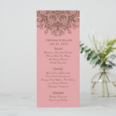 Rack-Kaart van het Roze en bruine Wedding Menu (Staand voorkant)
