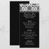 Rack-Kaart van het zwarte en witte Damask Wedding Menu (Voorkant / Achterkant)