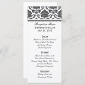 Rack-Kaart van het zwarte en witte Damask Wedding  Menu (Voorkant / Achterkant)