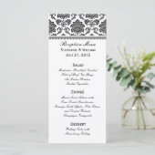 Rack-Kaart van het zwarte en witte Damask Wedding  Menu (Staand voorkant)