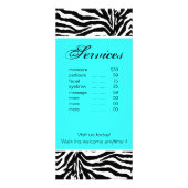 Rack Kaart Zebra Beauty Salon Spa Turquoise Blue (Achterkant)