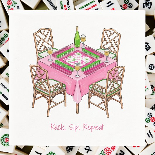 Rack Sip Repeat / Preppy Mahjong Wijnfeest Servet