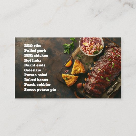 Rack van gebarbecuete ribben met kopieerruimte visitekaartje (Achterkant)