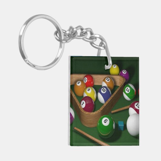 Rack ze omhoog, spel van biljart sleutelhanger (Voorkant Links)