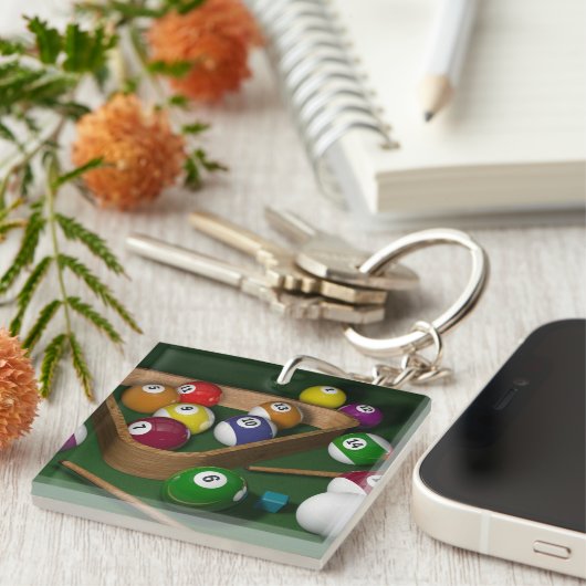 Rack ze omhoog, spel van biljart sleutelhanger (Voorkant Rechts)