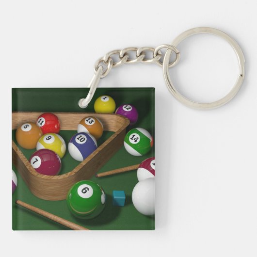 Rack ze omhoog, spel van biljart sleutelhanger (Achterkant)