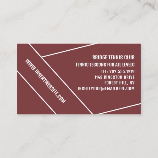 Racket & Ball, Tennis Player/Coach/Instructor Visitekaartje (Achterkant)