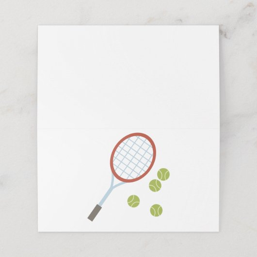 Racket en ballen plaatskaartje (Buitenkant ongevouwen)
