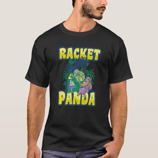 Racket Panda Graphic Badminton Player Shuttlecock T-shirt (Voorkant)