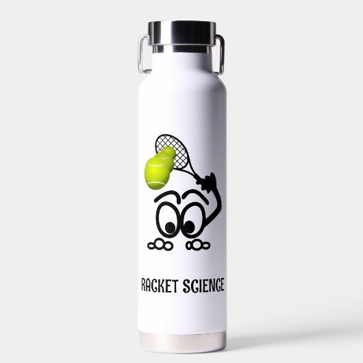 Racket Science Funny Tennis Player Waterfles (Voorkant)