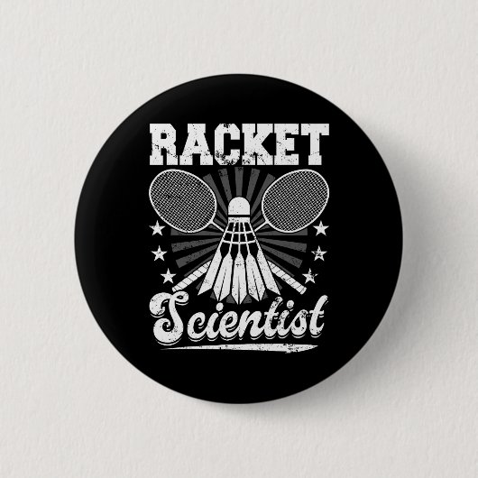 Racket Scientist - Badmintonspeler Atleet Shuttle Ronde Button 5,7 Cm (Voorkant)