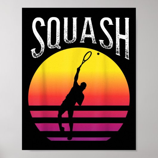 Racket Squash Bal Squashbaan Badminton Poster (Voorkant)