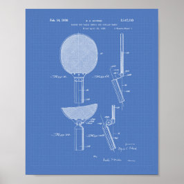 Racket Table Tennis 1939 Patent Art - Blauwdruk Poster