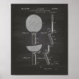 Racket Table Tennis 1939 Patent Art - Chalkboard Poster