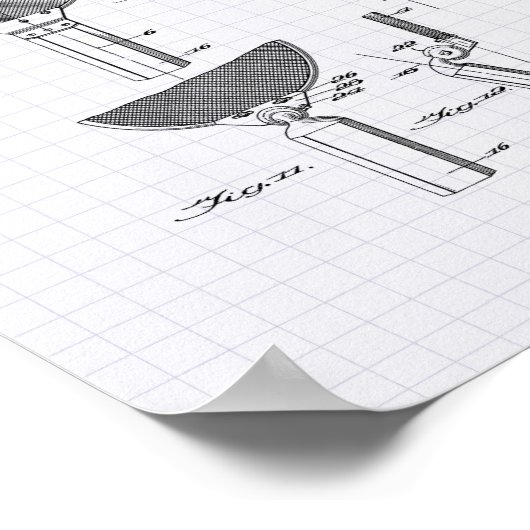 Racket Table Tennis 1939 Patent Art - Lined Peper Poster (Hoek)