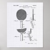 Racket Table Tennis 1939 Patent Art - Lined Peper Poster (Voorkant)