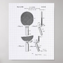 Racket Table Tennis 1939 Patent Art - Lined Peper Poster