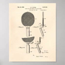 Racket Table Tennis 1939 Patent Art - Old Peper Poster