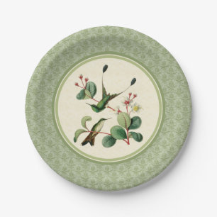 Racket Tail Hummingbird Damask Papier Borden Papieren Bordje