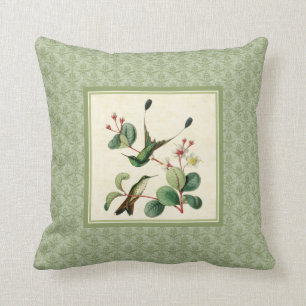 Racket Tail Hummingbird Damask Pillow Kussen
