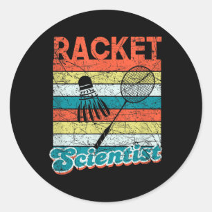 Racket Wetenschapper Grappig Badminton Speler Shut Ronde Sticker
