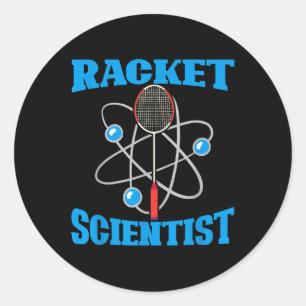 Racket Wetenschapper Grappig Badminton Sport Spele Ronde Sticker