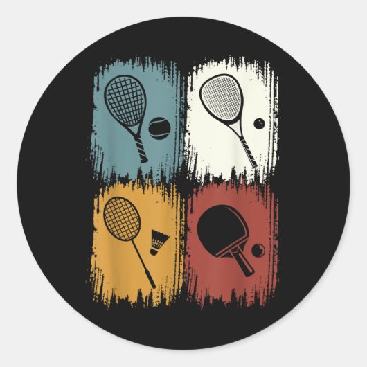 Racketlon, Tournament Sport With 4 Disciplines Ronde Sticker (Voorkant)