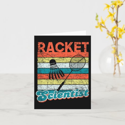 Racketwetenschapper Funny Badminton Player Shuttle Kaart (Gele Bloem)