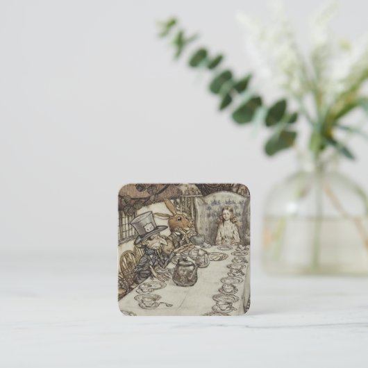  Rackham Mad Tea Party Alice in Wonderland Vierkante Visitekaartje (Staand voorkant)