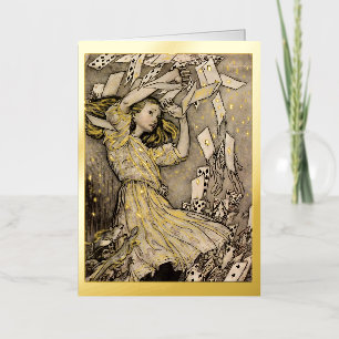Rackham's Alice in Wonderland Christmas Gold Folie Wenskaart