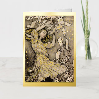 Rackham's Alice in Wonderland Kerst Goud Folie Wenskaart
