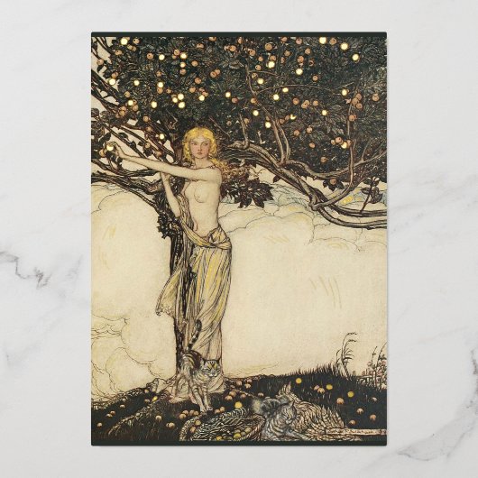 Rackham's Freya (Wagner) Goudfolie Briefkaarten (Voorkant)