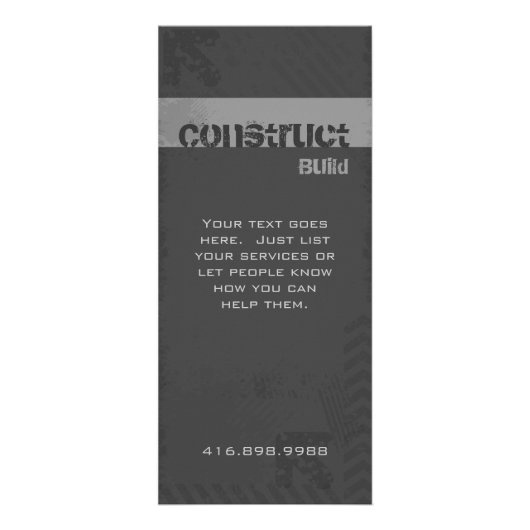 Rackkaart bouwcontractant Grunge Grey Reclamekaart (Voorkant)