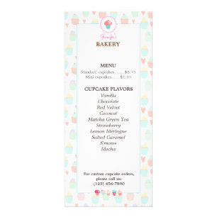 Rackkaart Cupcake Bakery Menu PASTEL KAWAII