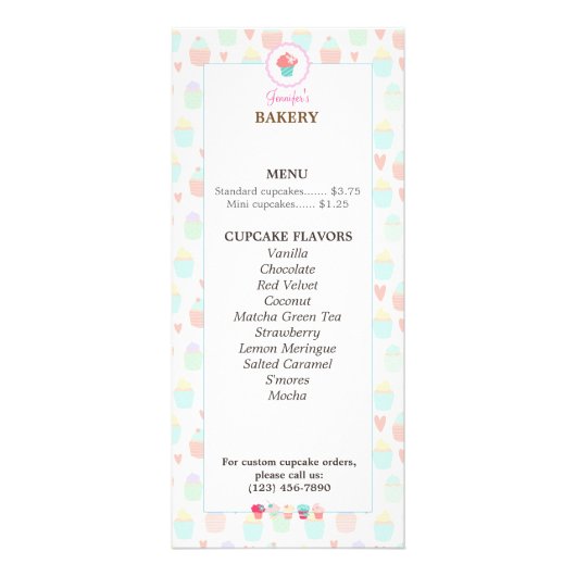 Rackkaart Cupcake Bakery Menu PASTEL KAWAII (Voorkant)