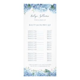 Rackkaart met blauwe hydrangea-prijs reclamekaart