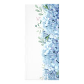 Rackkaart met blauwe hydrangea-prijs reclamekaart (Achterkant)
