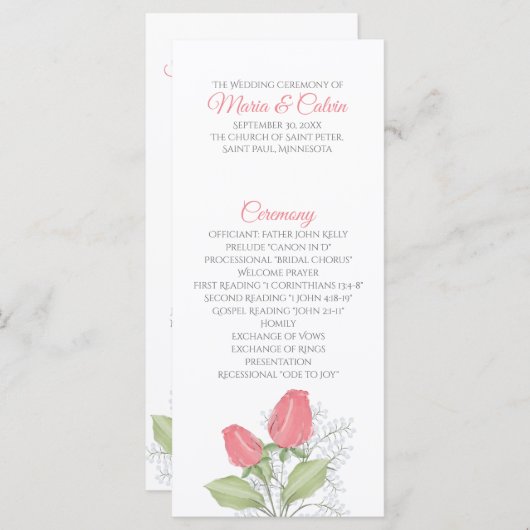 Rackkaart met gebilderd rood Rose-programma Programmakaart (Voorkant / Achterkant)