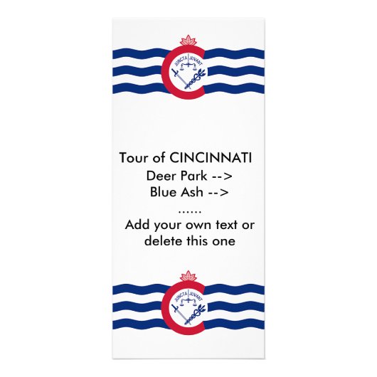 RackKaart met vlag van Cincinnati, VS Reclamekaart (Voorkant)
