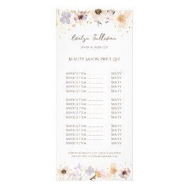 Rackkaart voor gedroogde bloemen met prijslijst reclamekaart