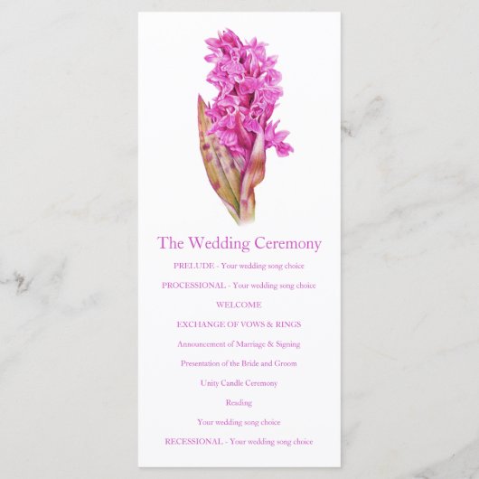 Rackkaart voor orchidee waterverf roze bruiloft programmakaart (Achterkant)