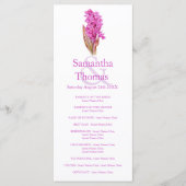 Rackkaart voor orchidee waterverf roze bruiloft programmakaart (Voorkant)
