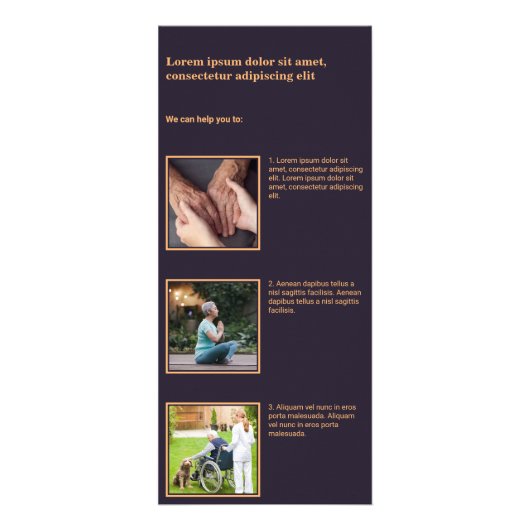 Rackkaart voor oudere thuiszorgservices reclamekaart (Voorkant)