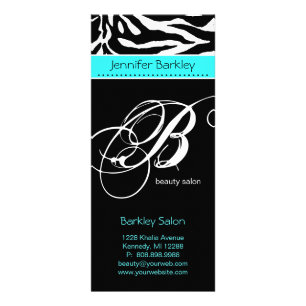 Rackkaart Zebra Beauty Salon Spa Turquoise Blue Reclamekaart