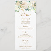 Rackkaarten van het menu Gold en White Flower Wedd (Voorkant)