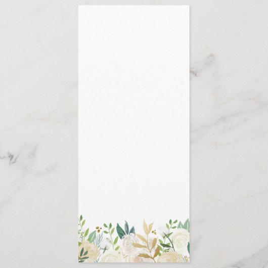 Rackkaarten van het menu Gold en White Flower Wedd (Achterkant)