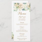 Rackkaarten van het menu Gold en White Flower Wedd (Voorkant / Achterkant)