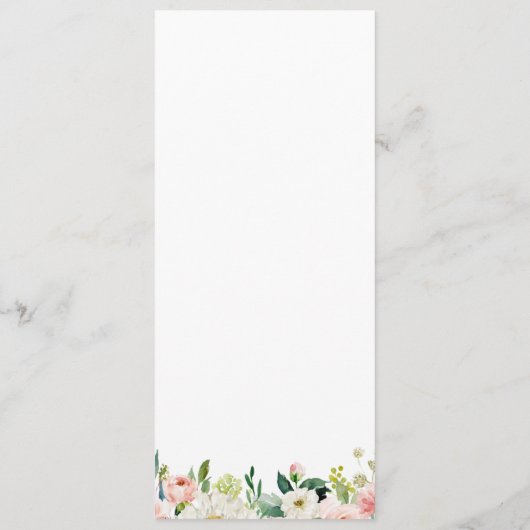 Rackkaarten voor roze en witte felle bruiloft menu (Achterkant)