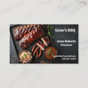 Racks van gebarbecuede ribben met hete links visitekaartje